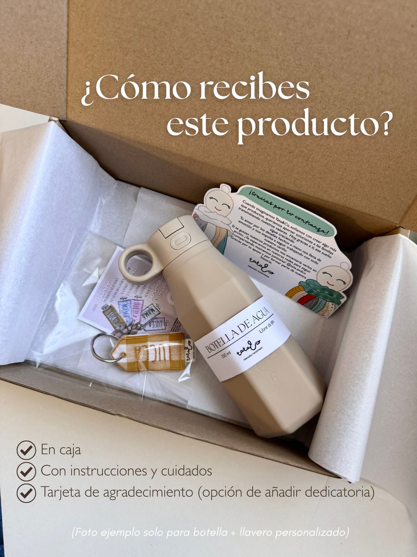 Botella de agua con llavero personalizado