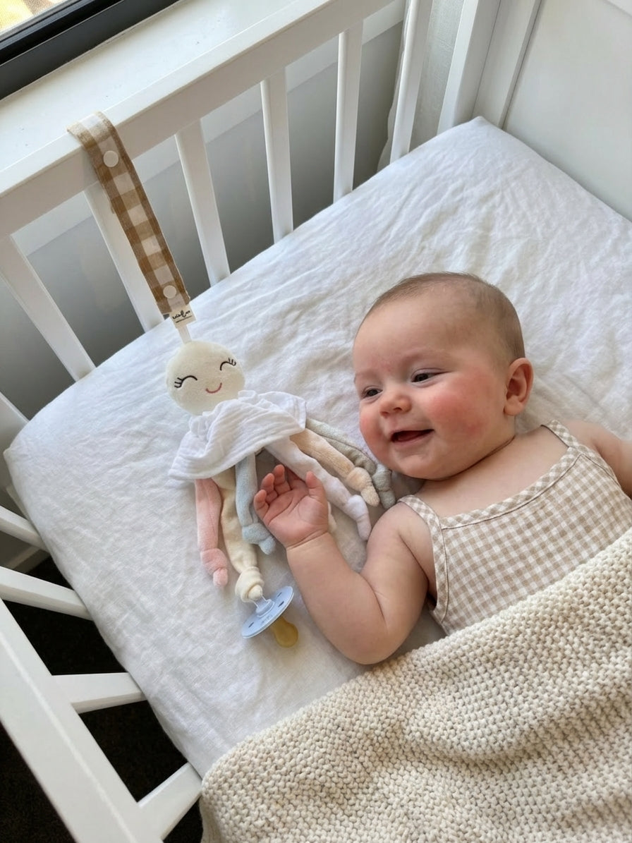 Pack Nonito sensorial y doudou + cinta cuelga juguetes