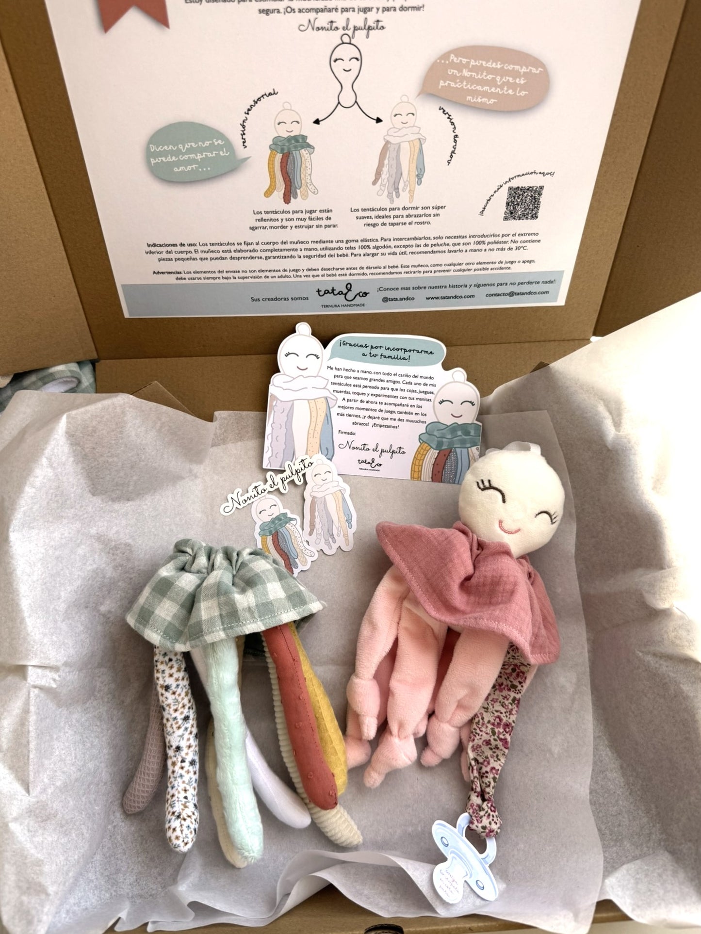 Pack Nonito el pulpito sensorial + doudou rosa