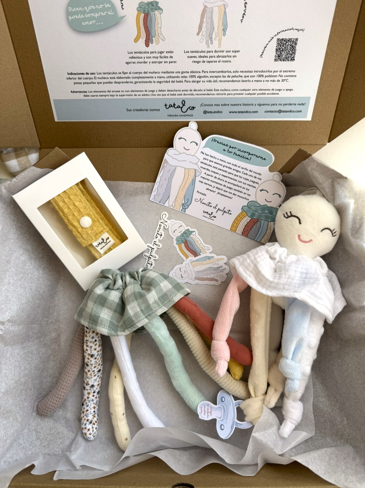 Pack Nonito sensorial y doudou + cinta cuelga juguetes