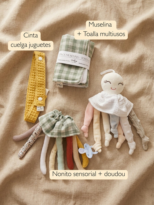 Pack Nonito + Muselina y toalla + cinta cuelga juguetes